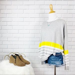 Liz Claiborne Light Weight Sweater Grey Yellow
